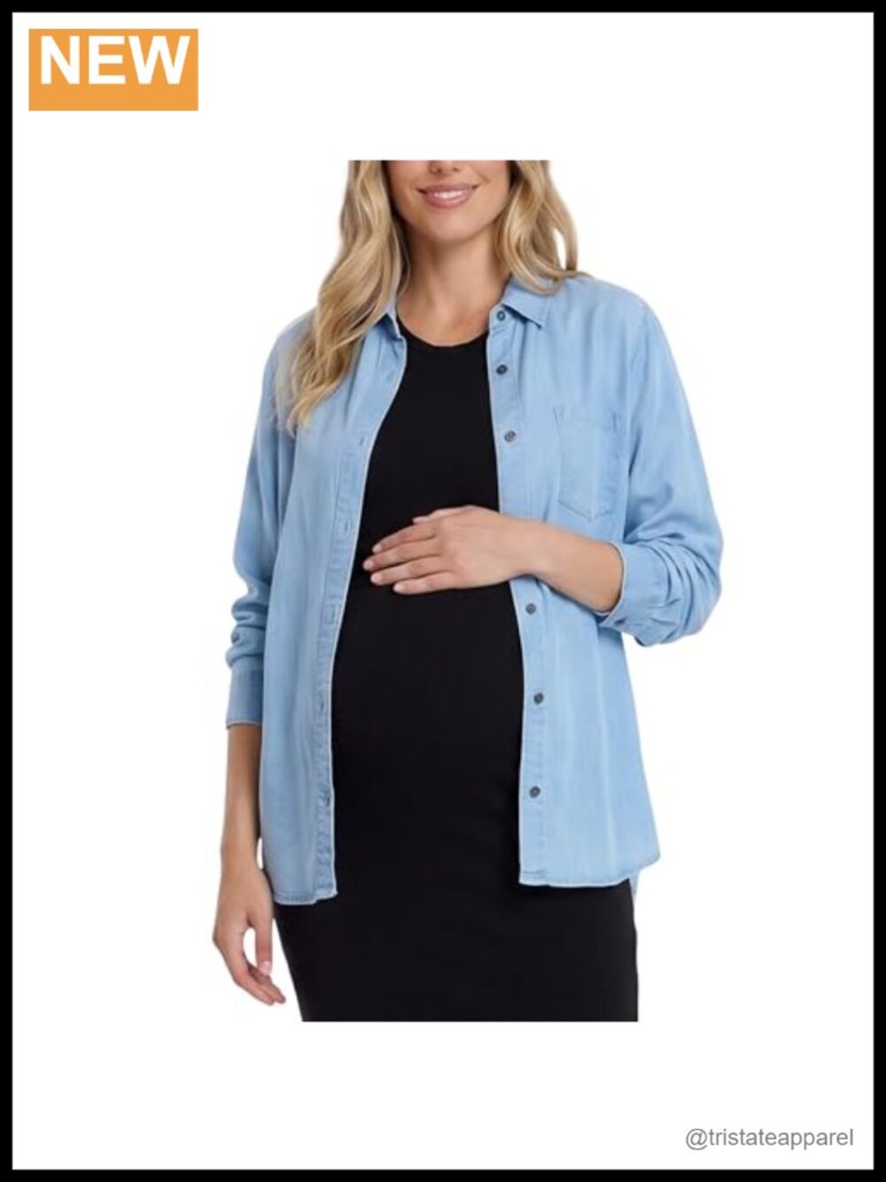 Maternity Button Down Poplin Long Sleeve Shirt